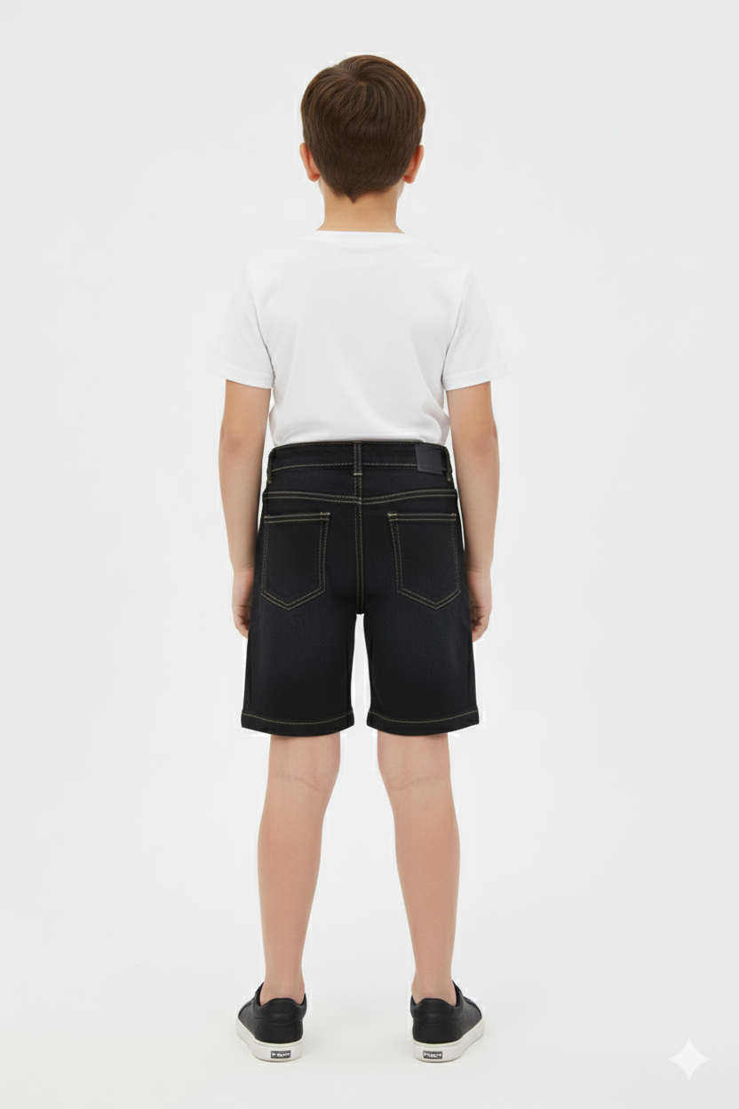 BLACK DENIM SHORTS FOR BOYS - Image 3