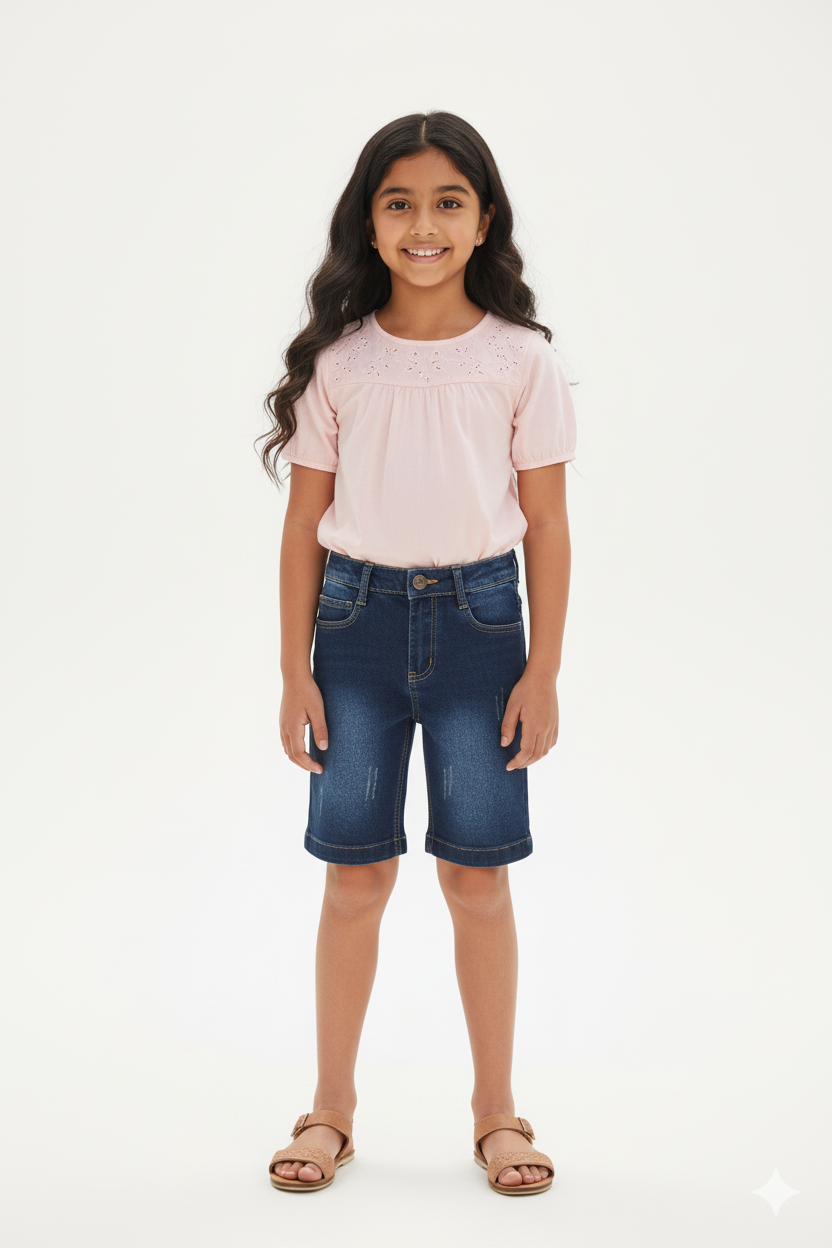 BLUE DENIM SHORTS FOR GIRLS